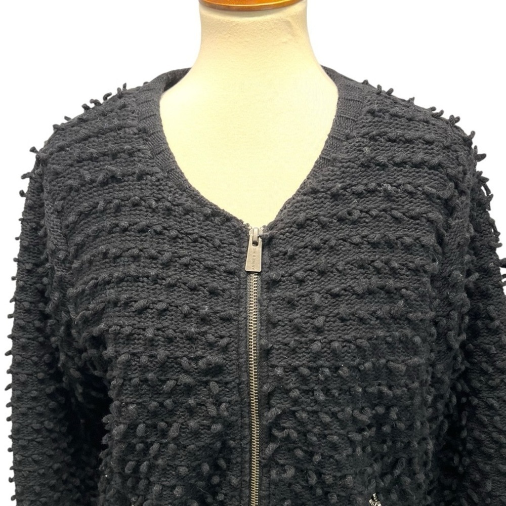 Anine Bing Black Wool Blend Bauble 3D Textured Zipper Front Jacket Coat Womens S - Picture 7 of 16